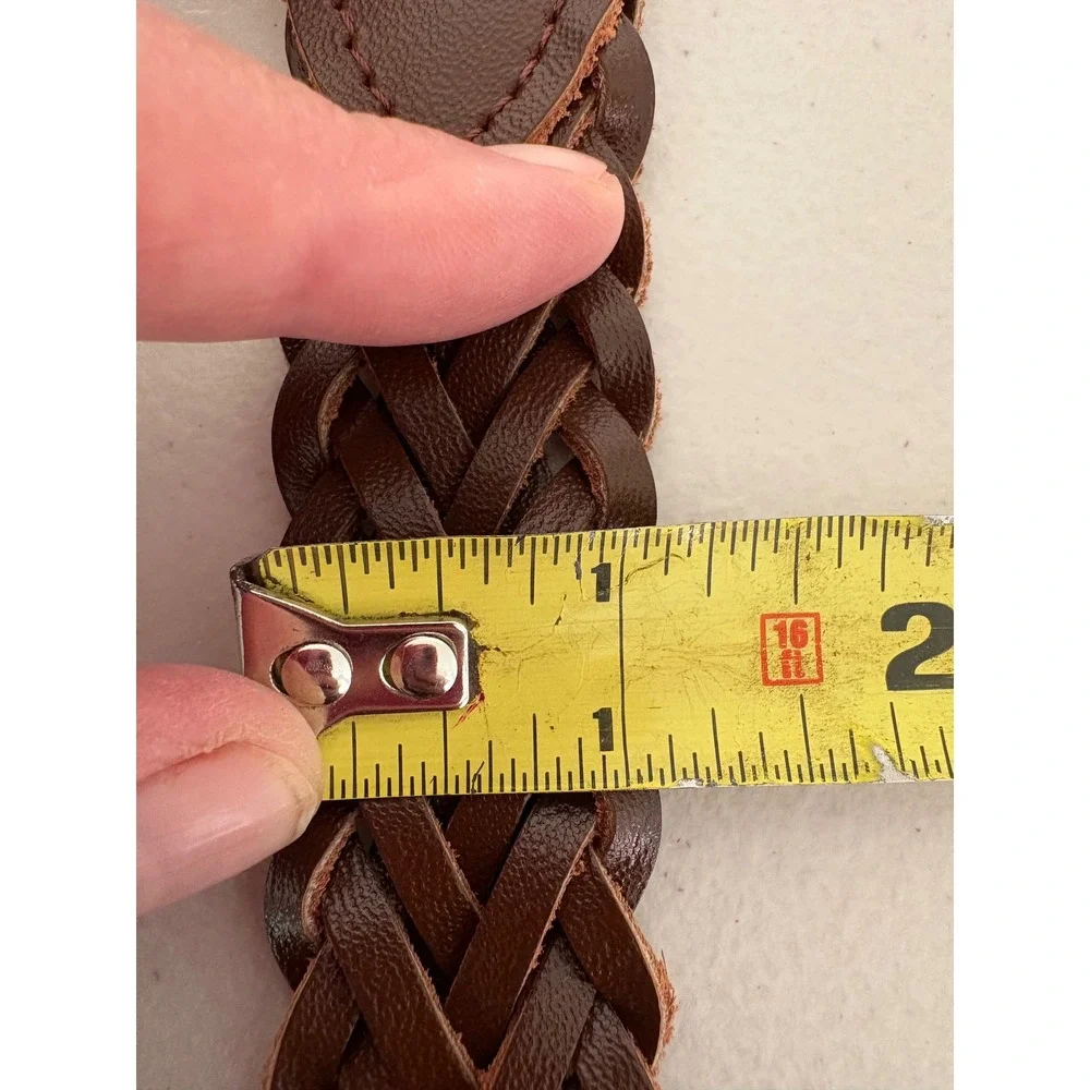 Genuine Leather Braided Belt Mens 42 Dark Brown Woven Made in Guatemala NEW